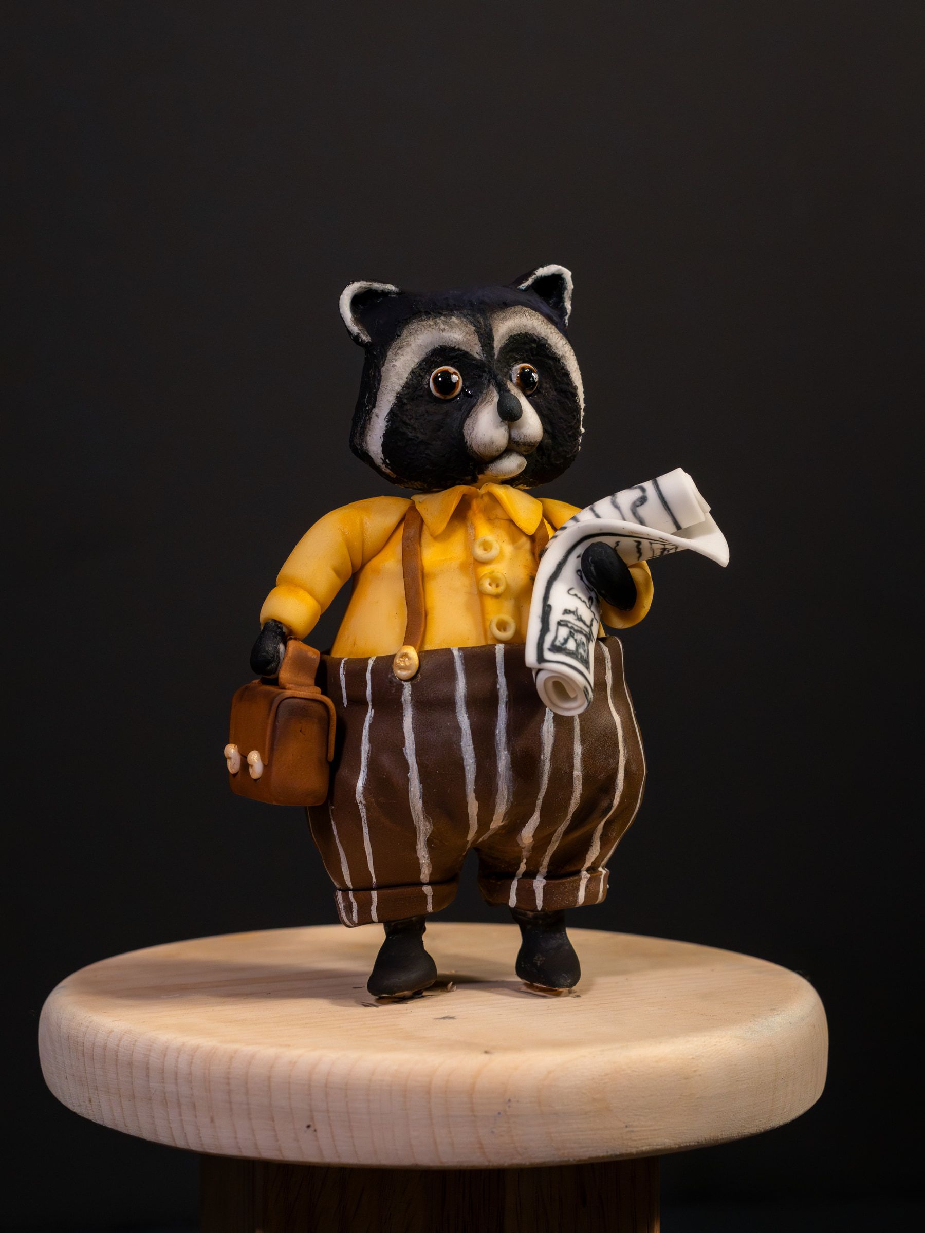 Raccoon with newspaper